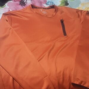 Orange Long Sleeve Dri Fit Shirt with Zipper Pocket